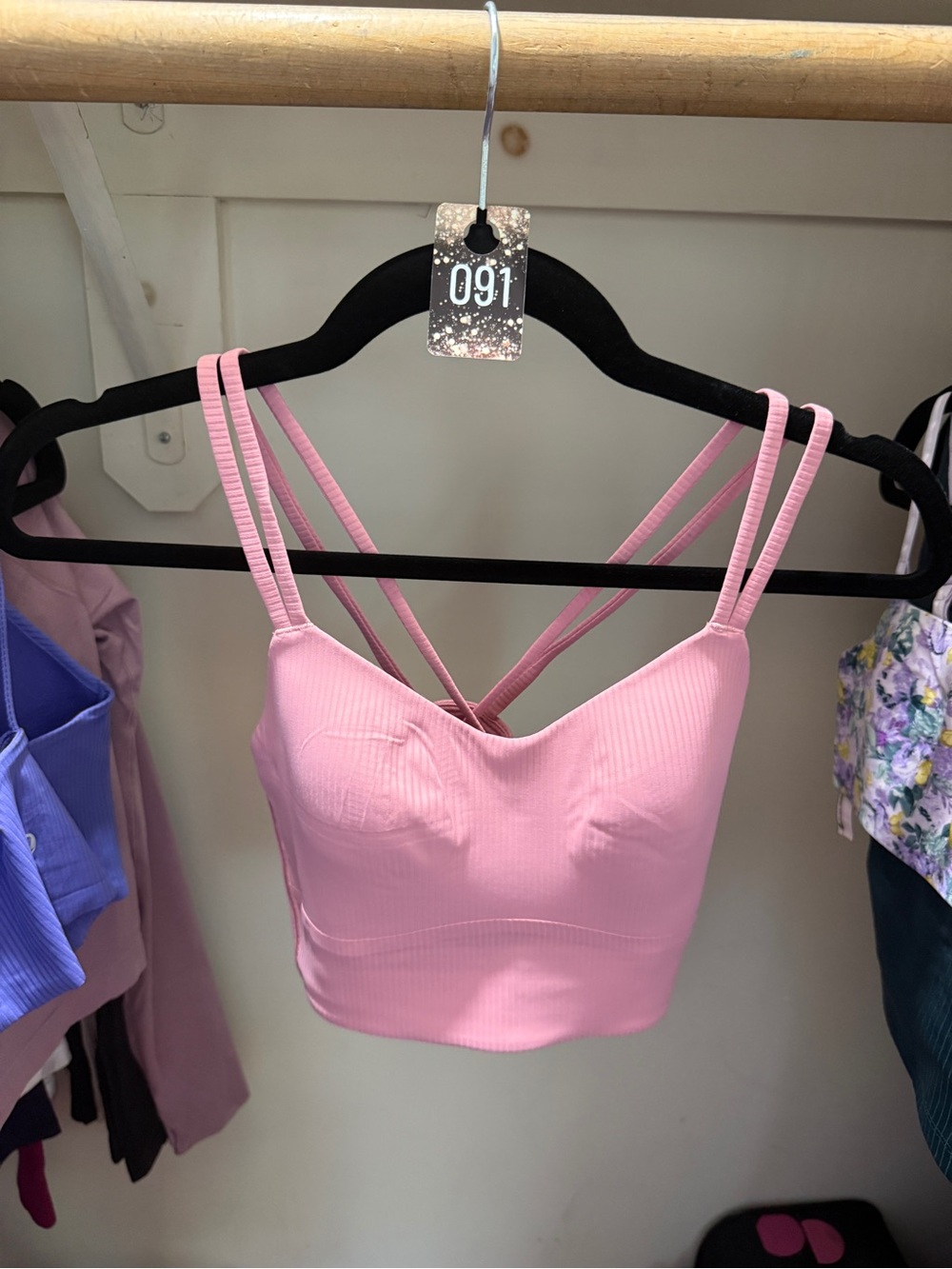 091 lululemon athletica like a cloud long line Pink Ribbed